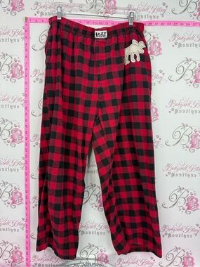 Lazy One Red and Black Buffalo Plaid Men's Lounge Joggers with Moose Patch